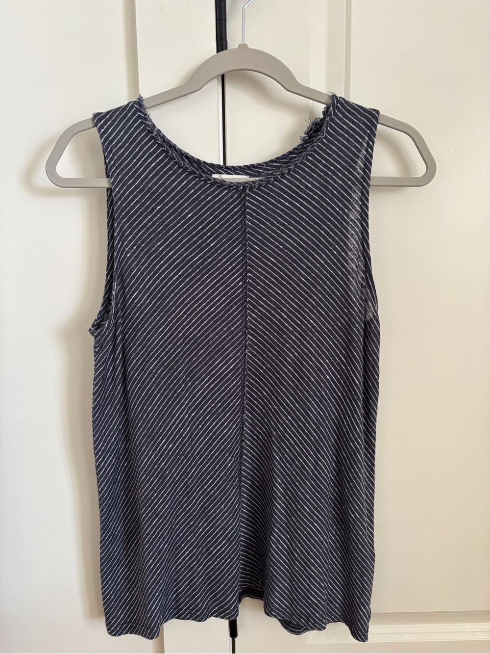 Sundance Navy and White Diagonal Stripe Sleeveless Tank